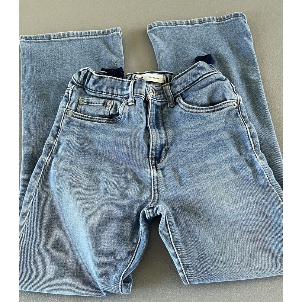 Levi’s 726 Girls High Rise Flare Jeans Light Wash Denim Kids Sz 12 Cowgirl 70’s - Picture 9 of 11